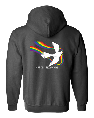 BPI Dove with Rainbow Zip Hoodie - Charcoal Heather Gray