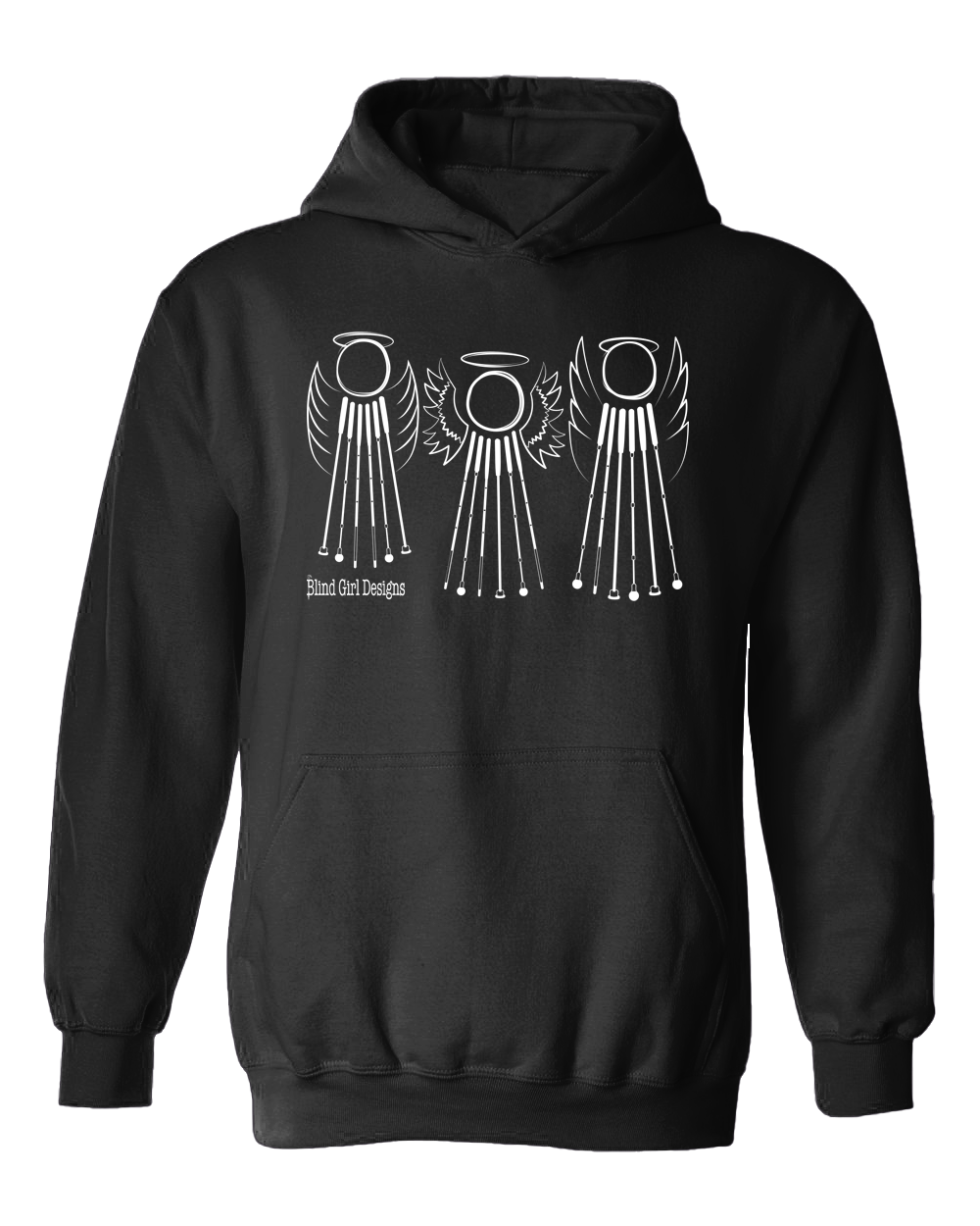 Tactile 3 Sweet White Cane Angels Hoodie - Black