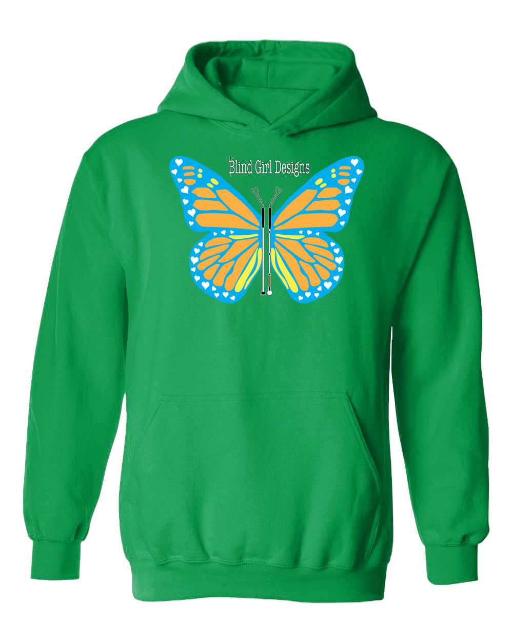 Butterfly of White Canes Hoodie - Irish Green
