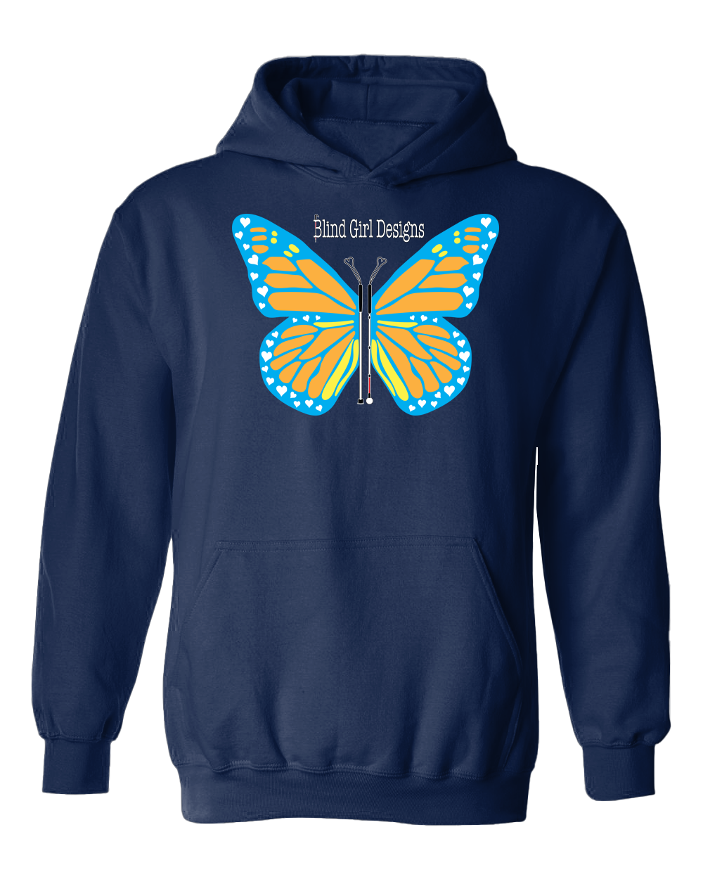 Butterfly of White Canes Hoodie - Navy Blue