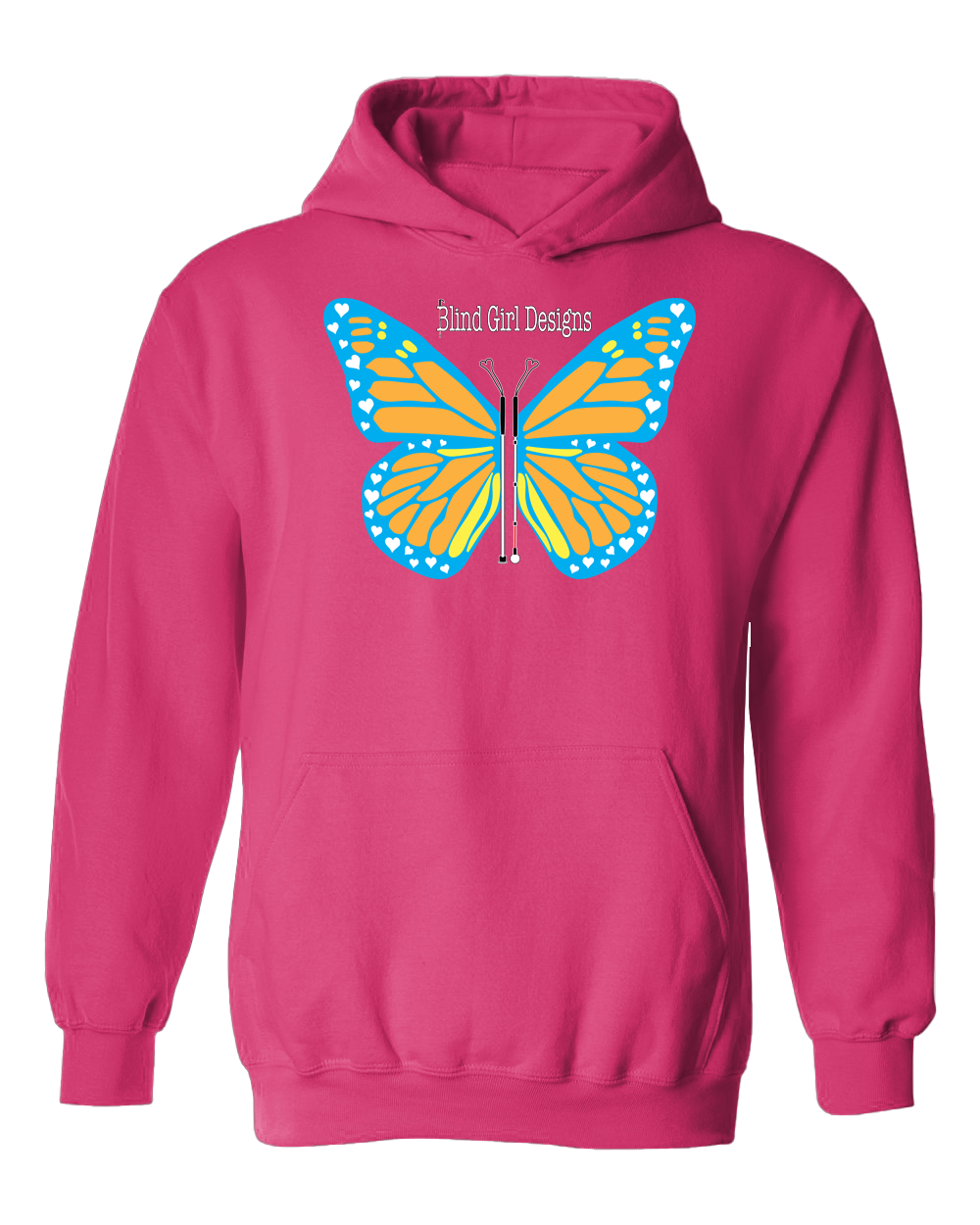 Butterfly of White Canes Hoodie - Pink