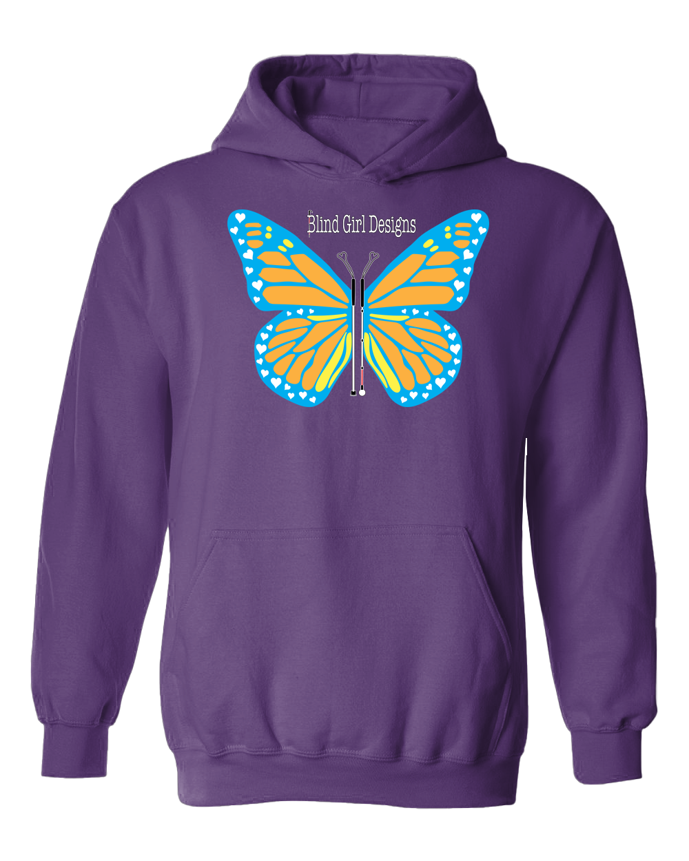 Butterfly of White Canes Hoodie - Purple