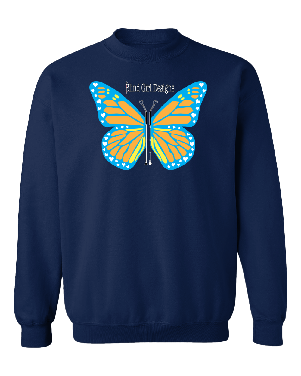 Butterfly of White Canes Sweatshirt - Navy Blue