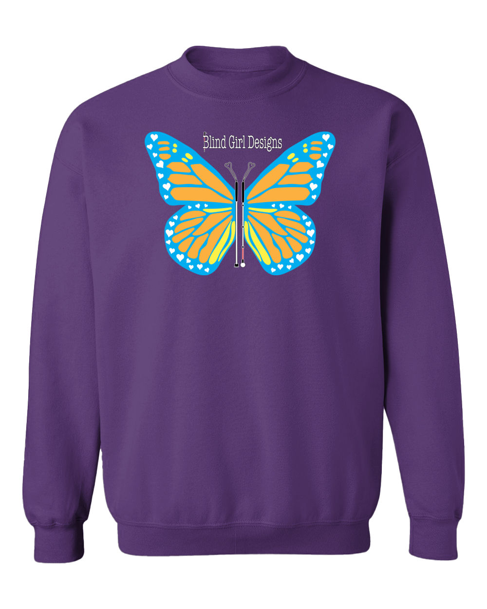 Butterfly of White Canes Sweatshirt - Purple