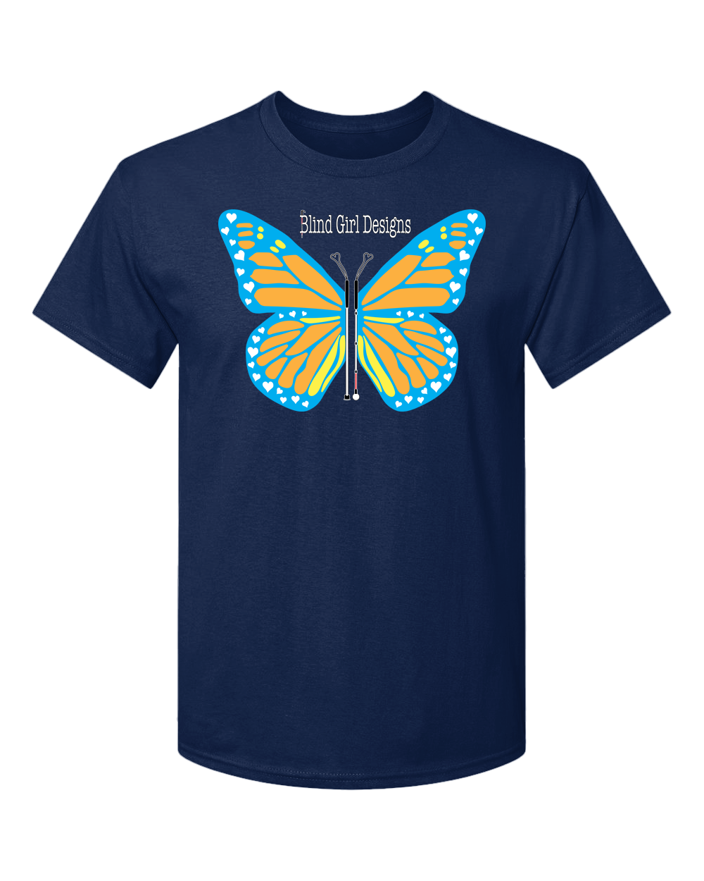 Butterfly of White Canes T-Shirt - Navy Blue
