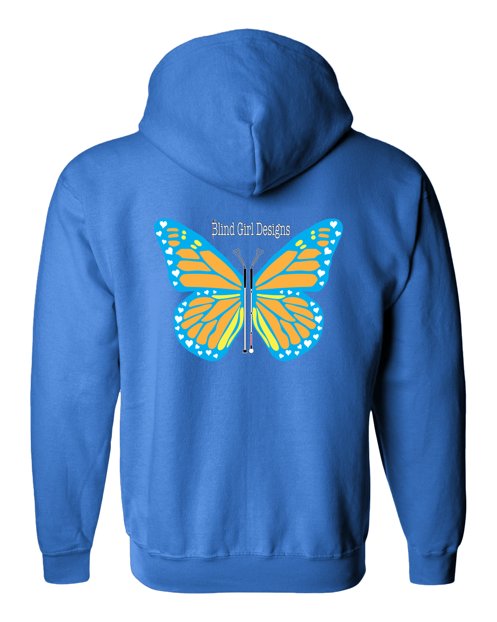 Butterfly of White Canes Zip Hoodie - Carolina Blue