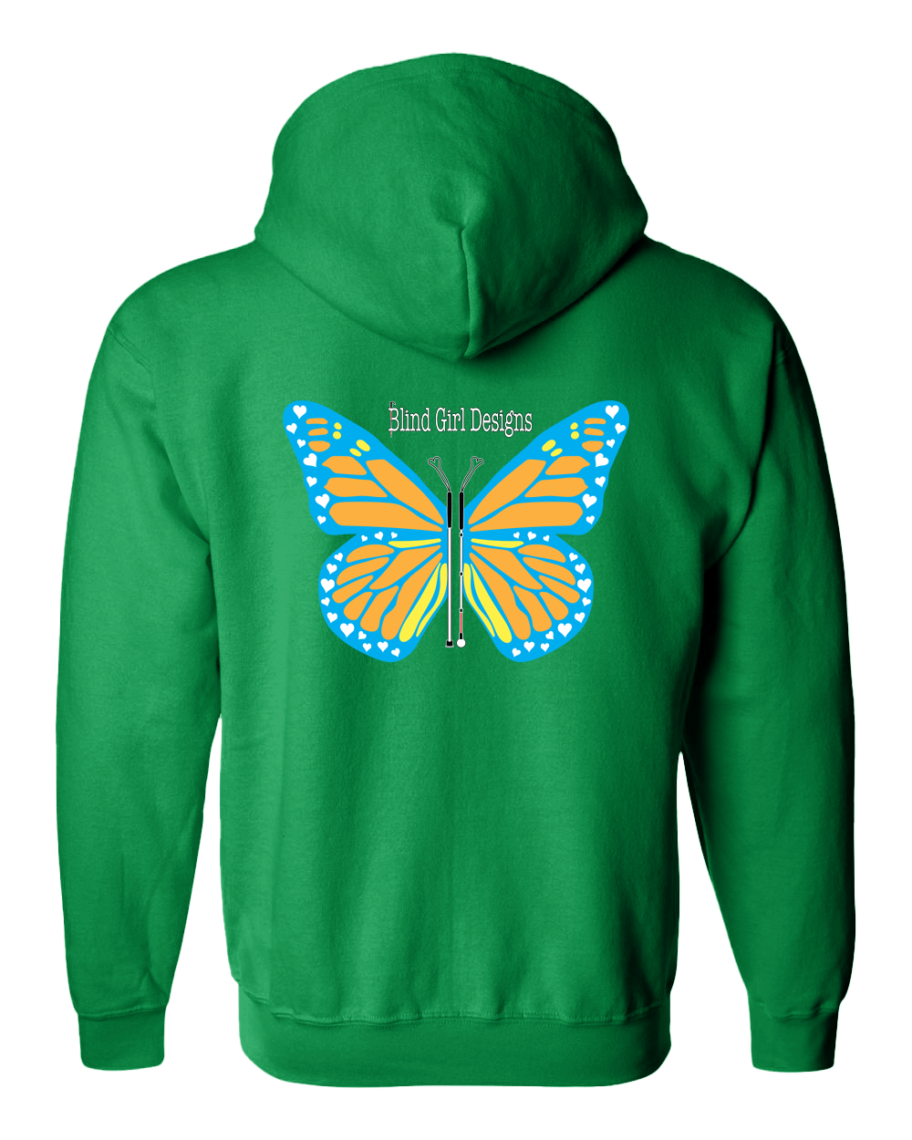 Butterfly of White Canes Zip Hoodie - Irish Green