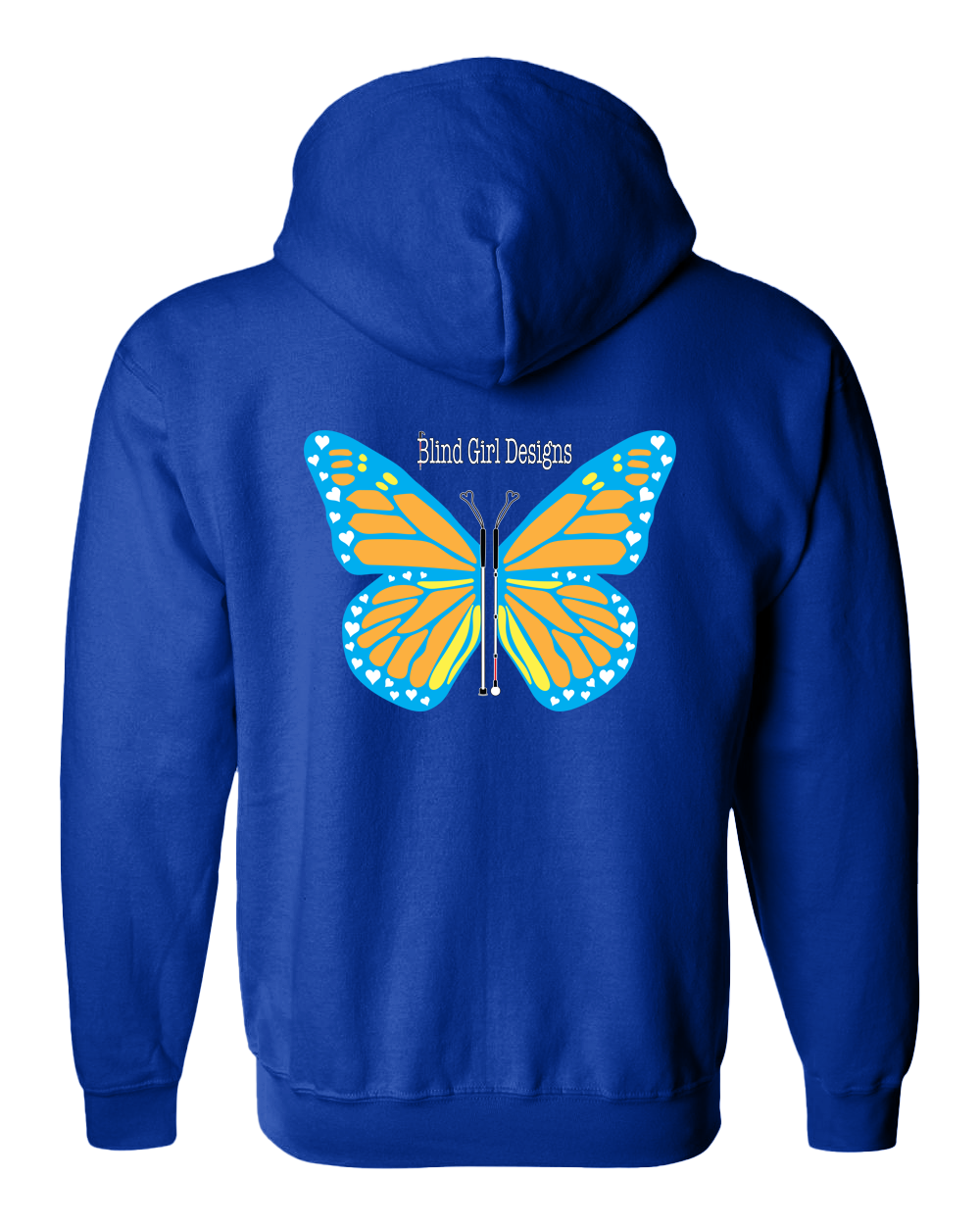 Butterfly of White Canes Zip Hoodie - Royal Blue