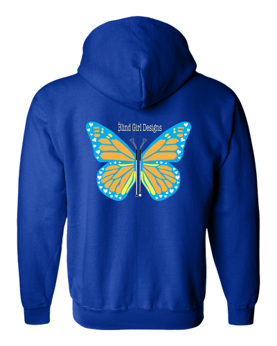 Butterfly of White Canes Zip Hoodie - Royal Blue