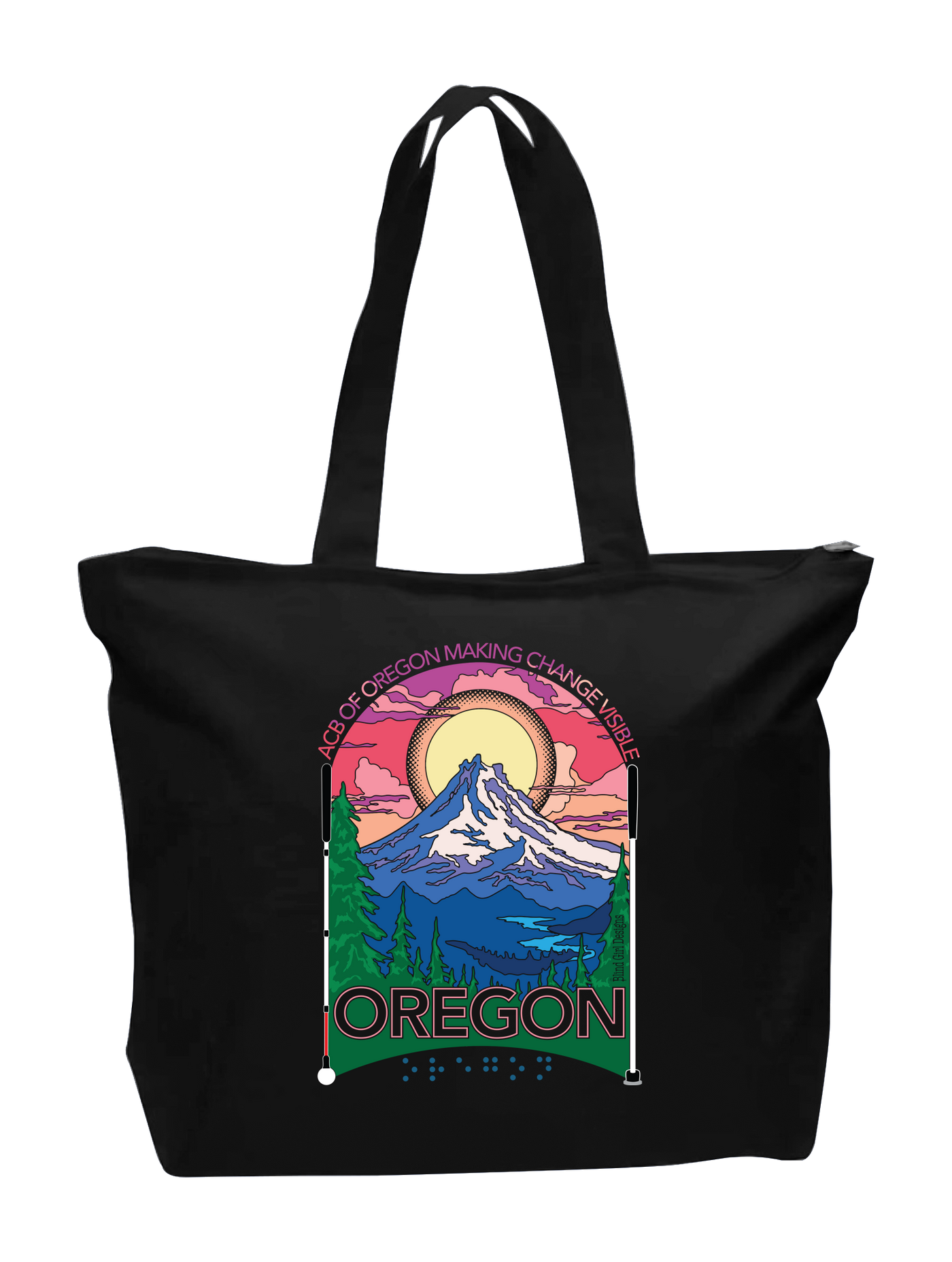 Oregon  full zip canvas tote black