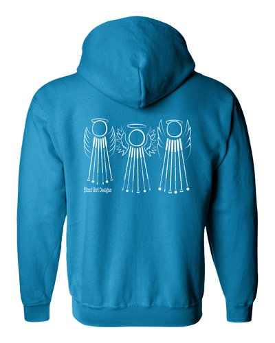 Tactile 3 Sweet White Cane Angels Full Zip Hoodie - Sapphire Blue