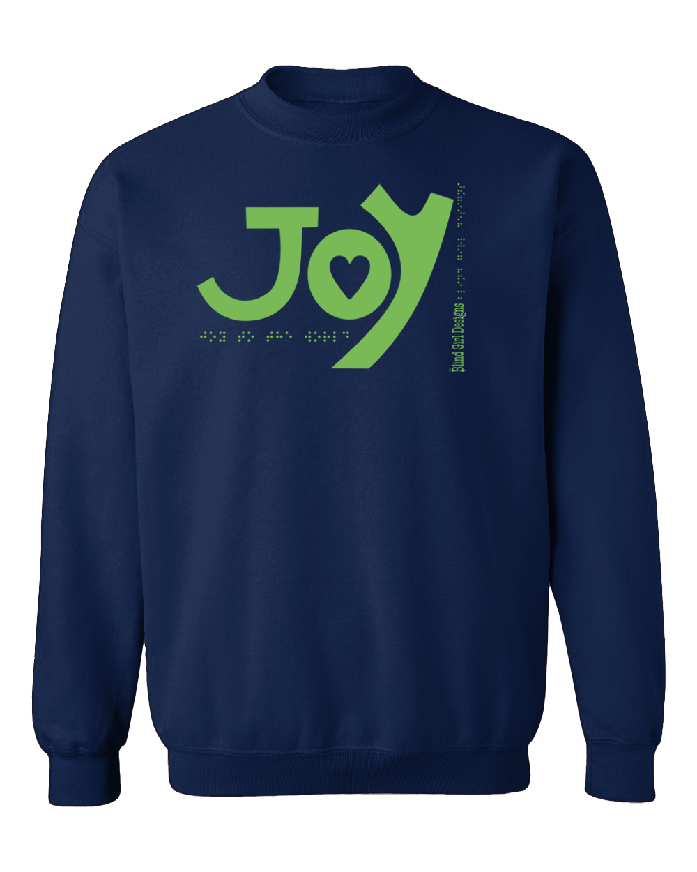 New 3D JOY Sweatshirt - Navy with Green Glitter Ink