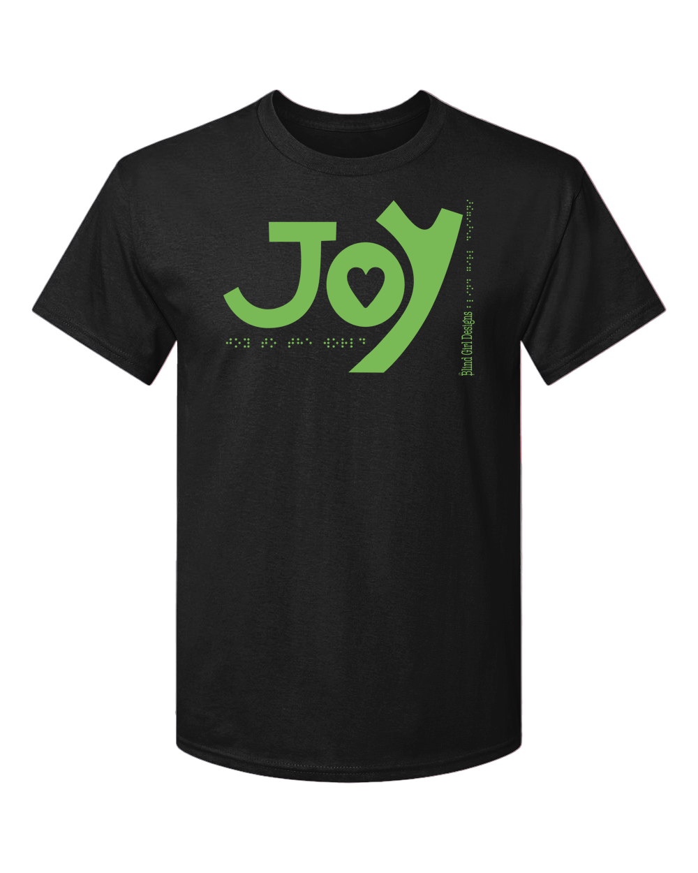 New 3D Joy T-Shirt.- Black with Green Glitter Tactile Ink
