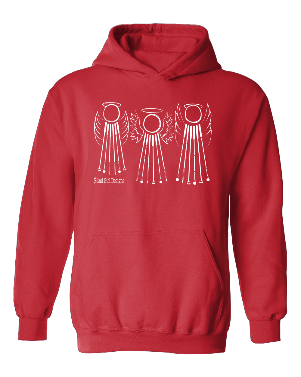 Tactile 3 Sweet White Cane Angels Hoodie - Red