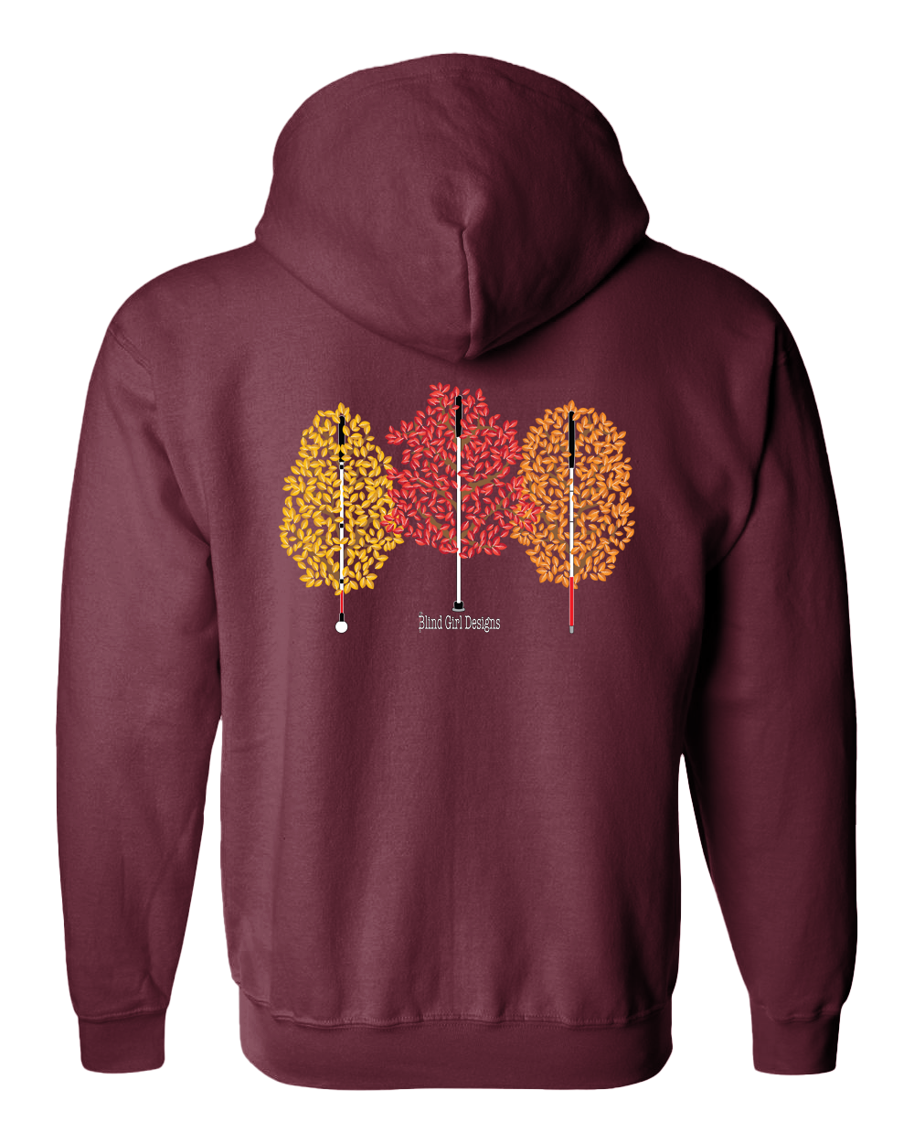 Pretty Fall Trees Zip Hoodie - Berry