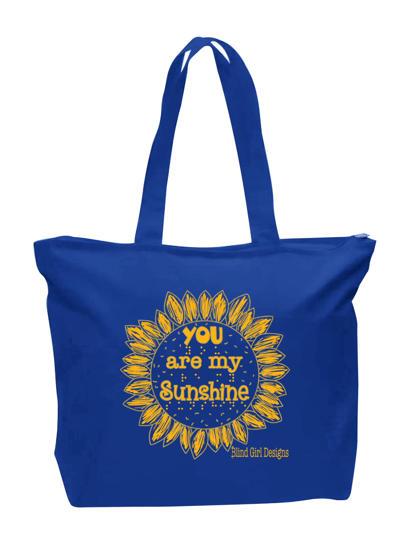 3D! Sunflower Tote Bag - Royal