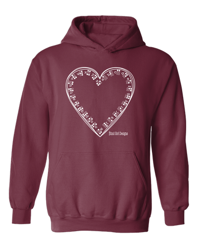 3D Braille Heart Hoodie - Deep Berry