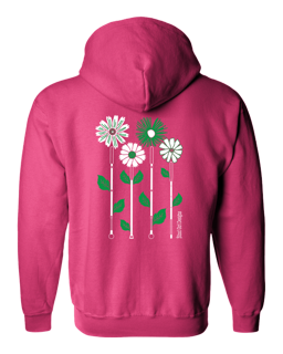 3D Pretty Daisies Zip Hoodie - Vibrant Pink