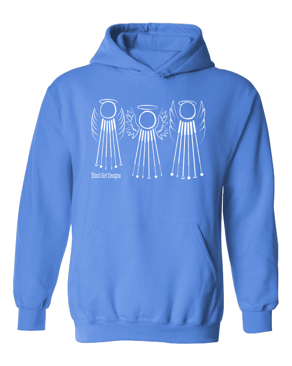 Tactile 3 Sweet White Cane Angels Hoodie - Carolina Blue