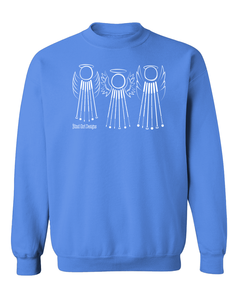 Tactile 3 Sweet White Cane Angels Crewneck Sweatshirt - Carolina Blue