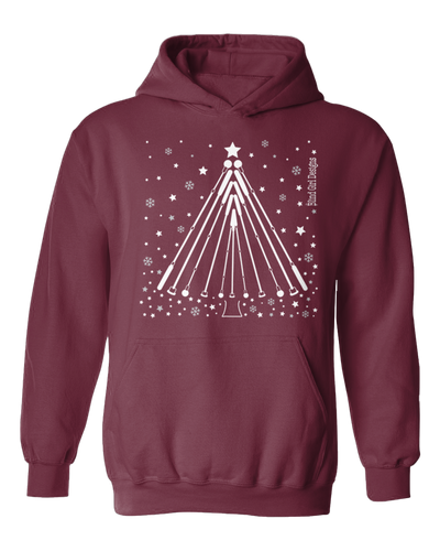 New! 3D Tactile White Cane Winter Tree Hoodie - Deep Berry
