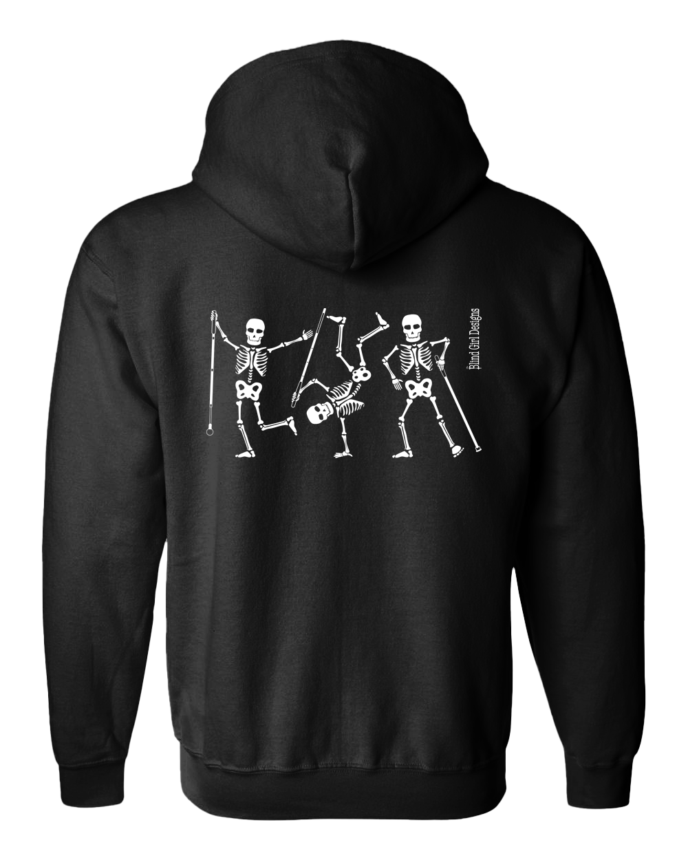 3D Dancing Skeletons Glow-in-the-Dark Full Zip Hoodie Black