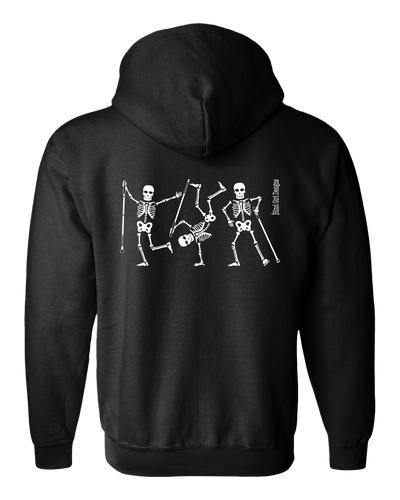 3D Dancing Skeletons Glow-in-the-Dark Full Zip Hoodie Black