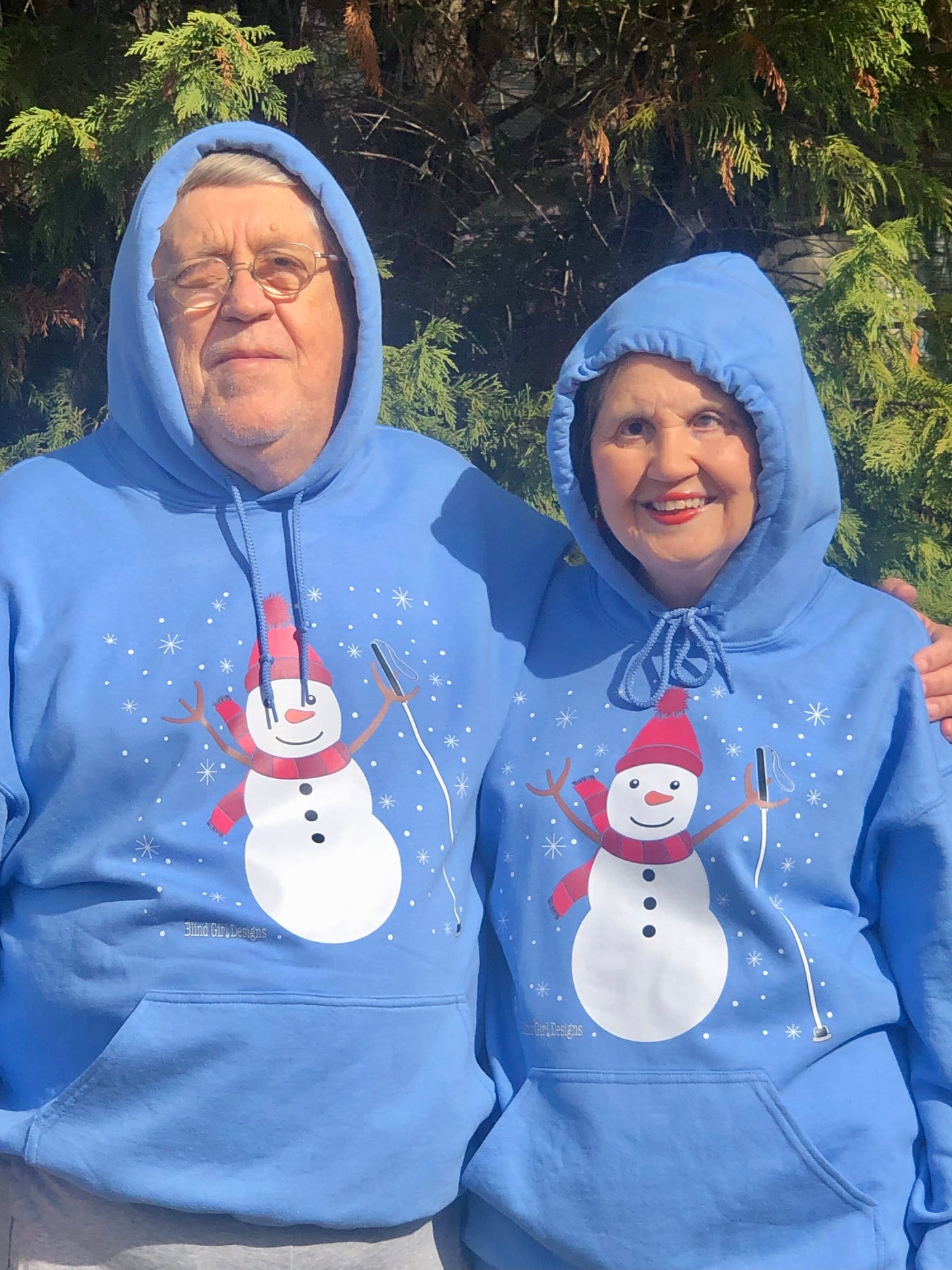 Jolly Snowman White Cane Hoodie - Light Blue