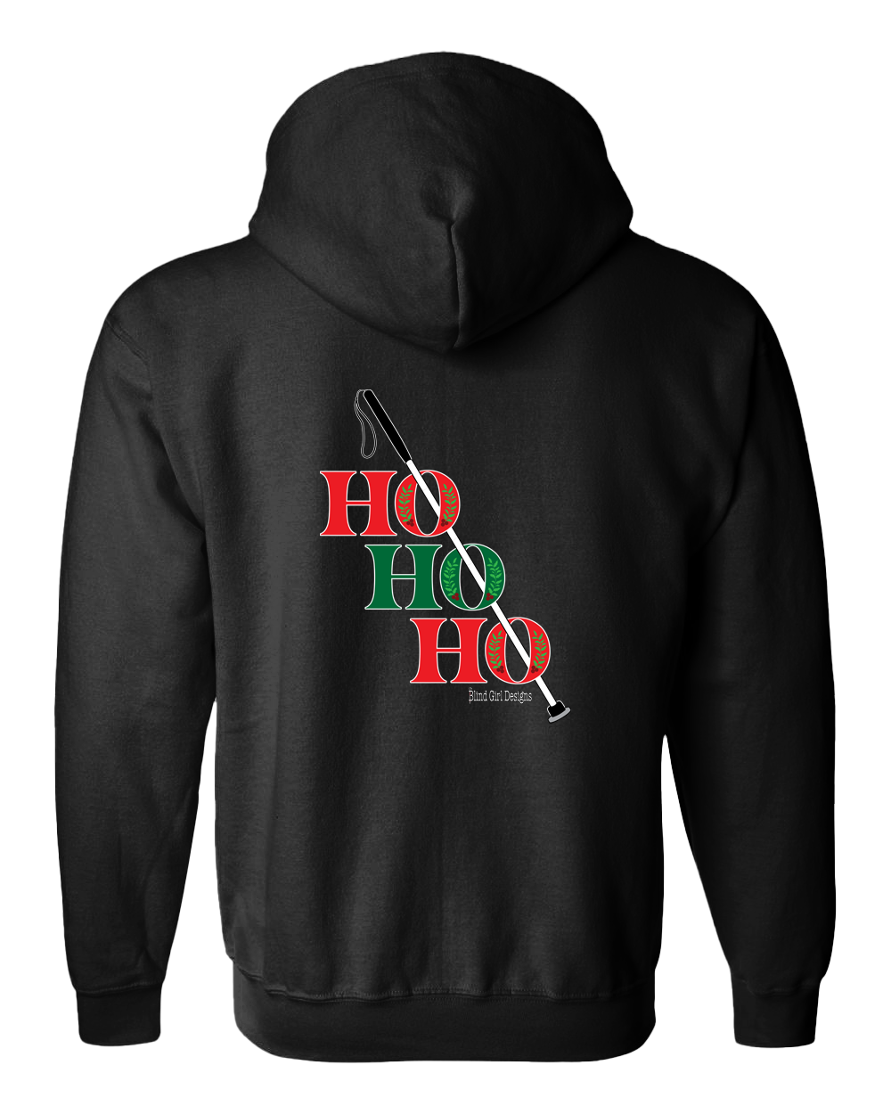 Ho ho ho!  white cane Zip Hoodie black