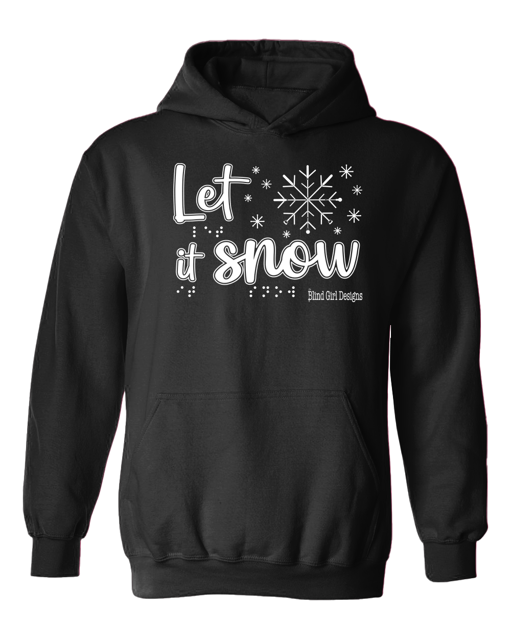 New! Tactile “Let It Snow!” Glow-in-the-Dark Hoodie - Black