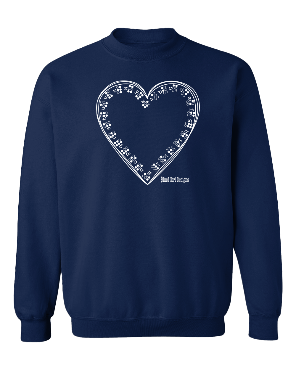 3D Tactile Braille Heart Sweatshirt - Navy