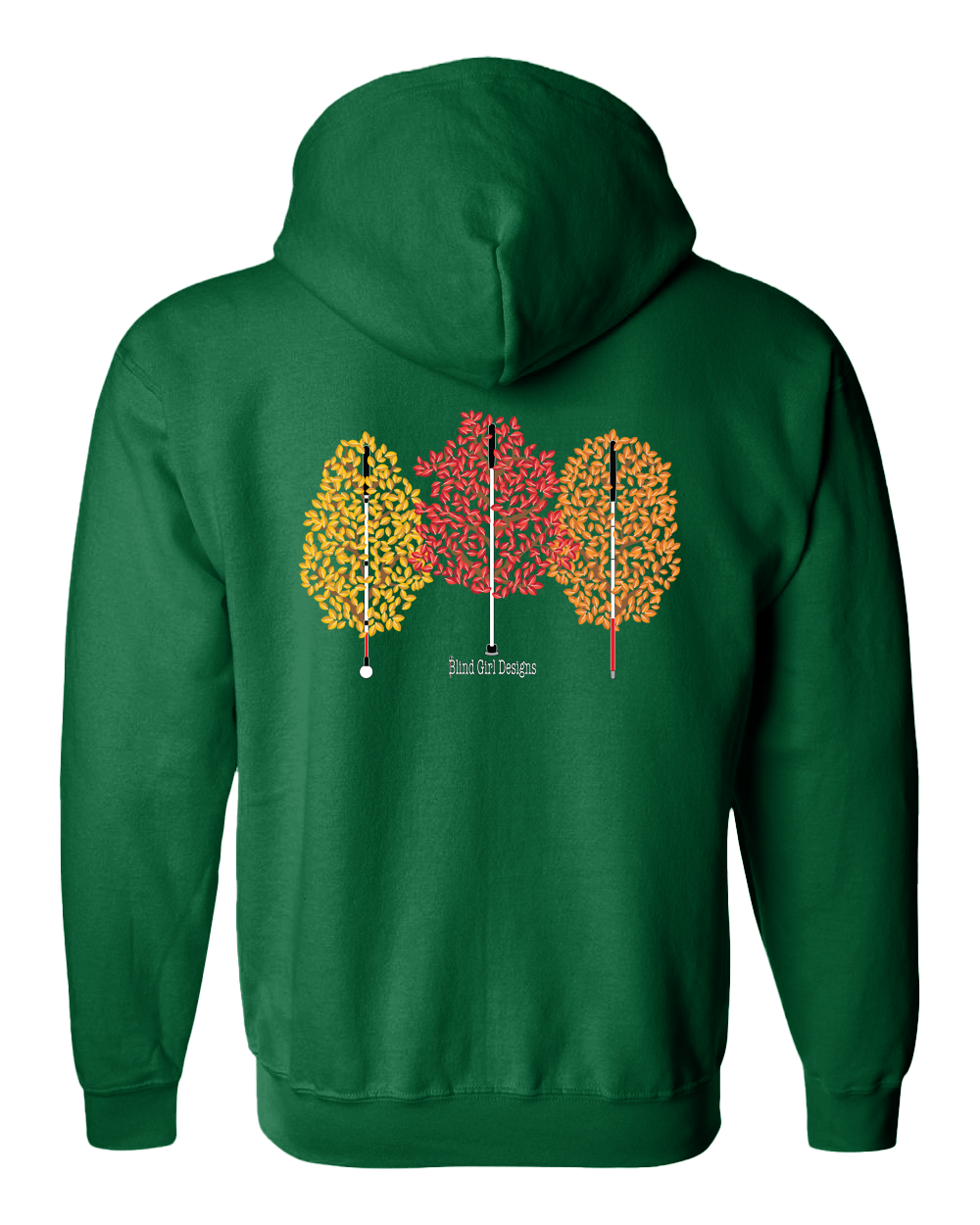 Pretty Fall Trees Zip Hoodie - Forest green