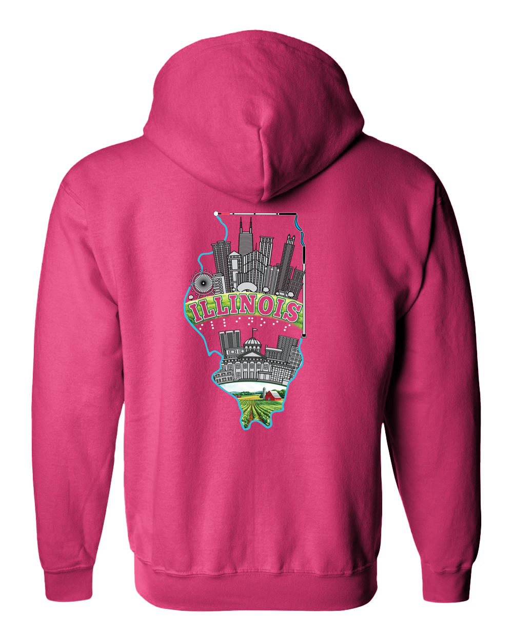 Beautiful Illinois Zip Hoodie - Pink