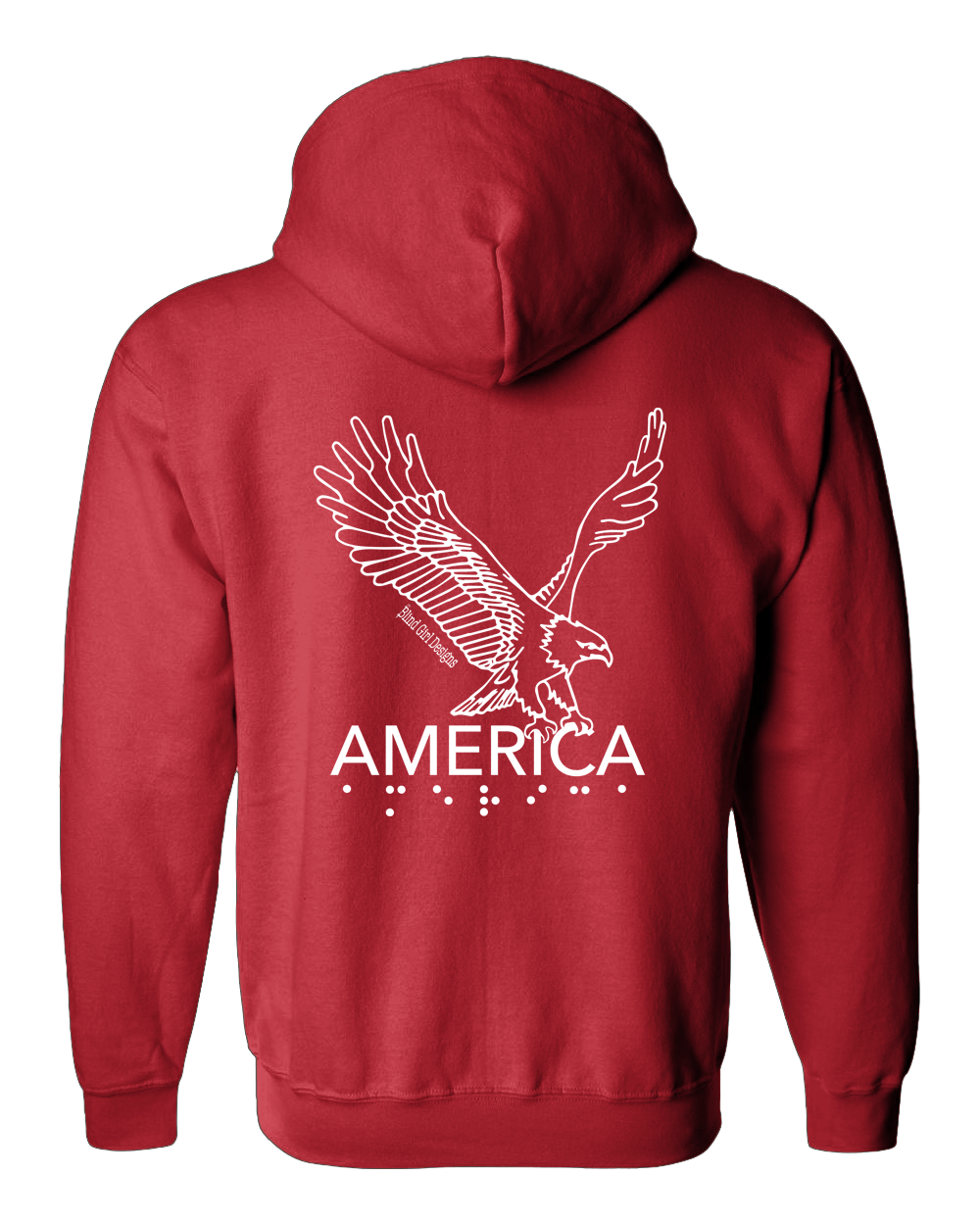 3D Tactile American Eagle Full Zip Hoodie Red XX Large