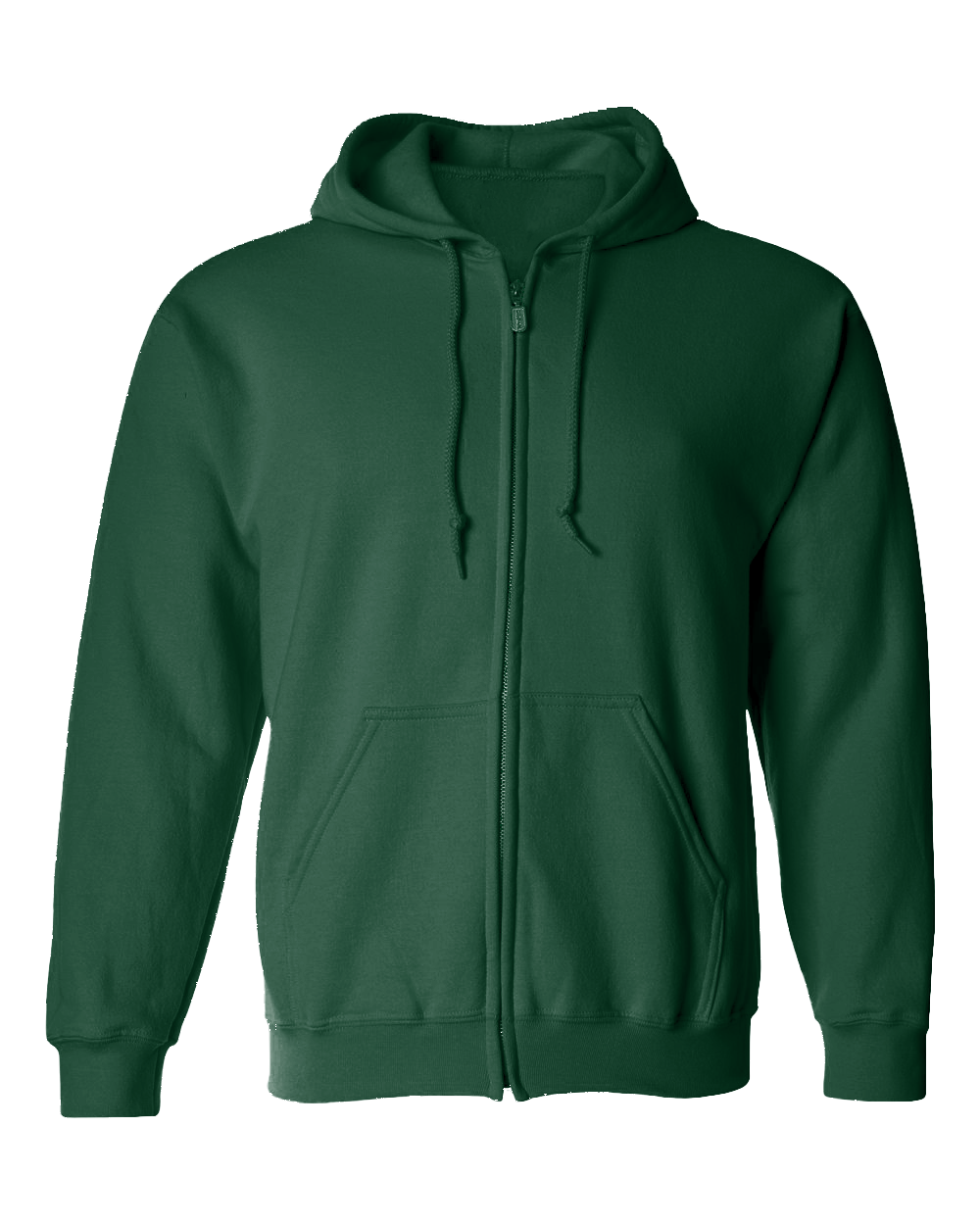 Front of 3 Dancing Snowmen with White Canes Zip Hoodie in Dark Green