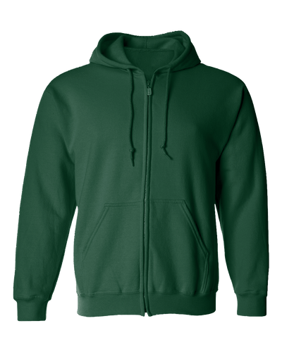 Front of 3 Dancing Snowmen with White Canes Zip Hoodie in Dark Green