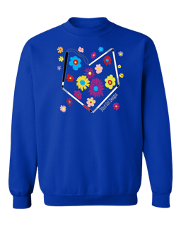 Colorful Flower Heart Cane Crewneck Sweatshirt - Royal Blue