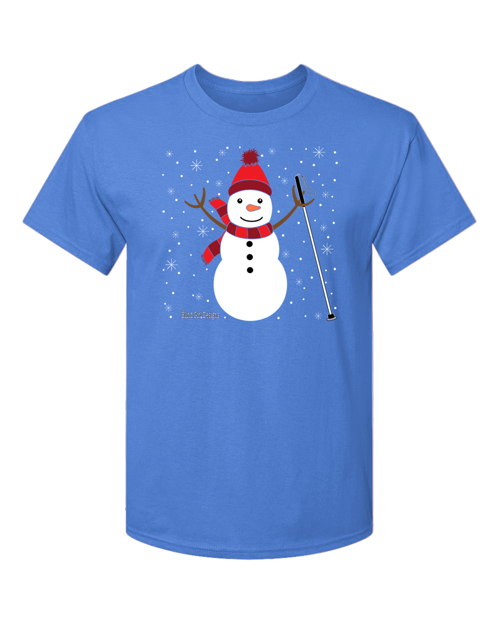 Jolly  Snowman white cane T-shirt carolina blue
