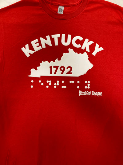 New! 3D Tactile Kentucky State  Crewneck sweatshirt - Red