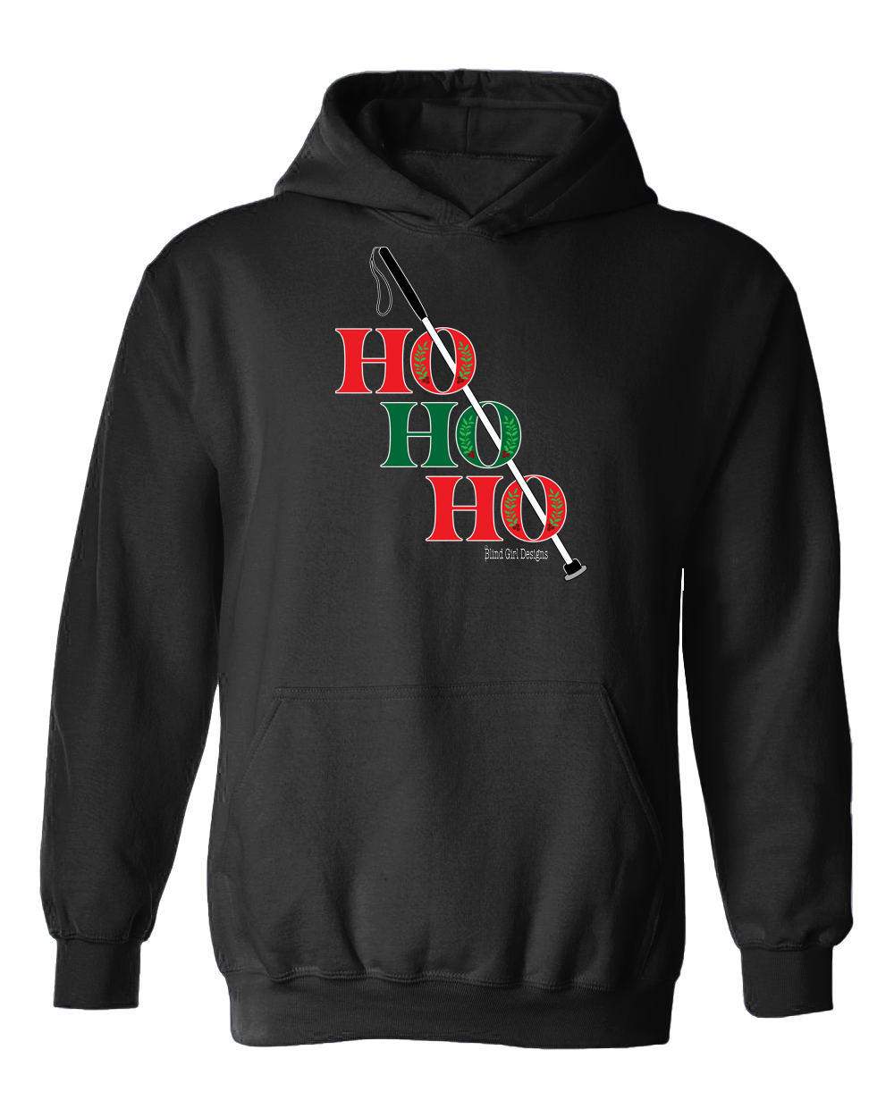 Ho ho ho! White cane Hoodie - black
