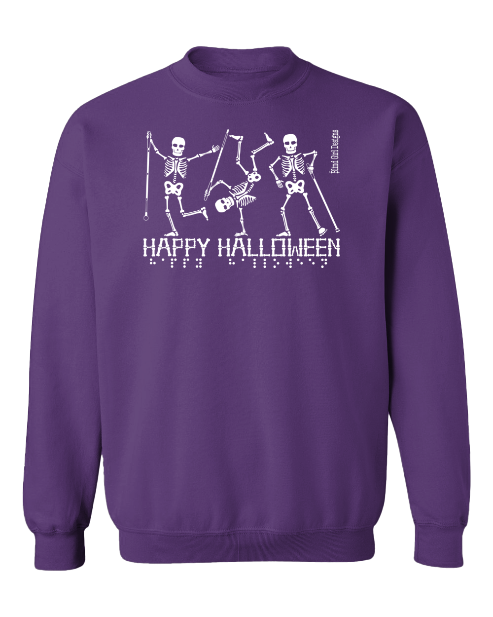 New! Dancing Skeletons Happy Halloween 3D Glow-in-the-Dark Sweatshirt - Purple