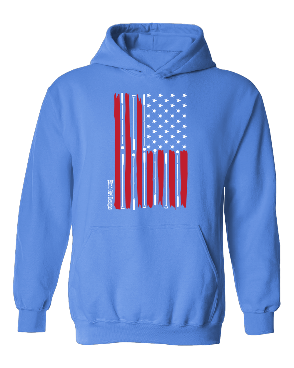 Beautiful Tactile American flag Hoodie Carolina blue ( a deep light blue)