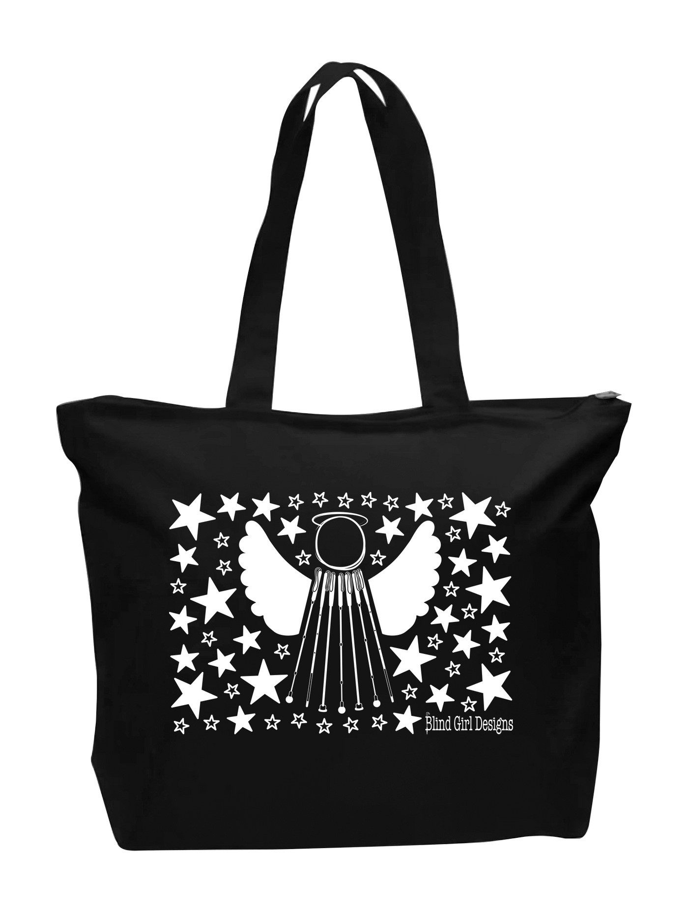 Star Angel Glow-in-the-Dark Zip Tote - Black