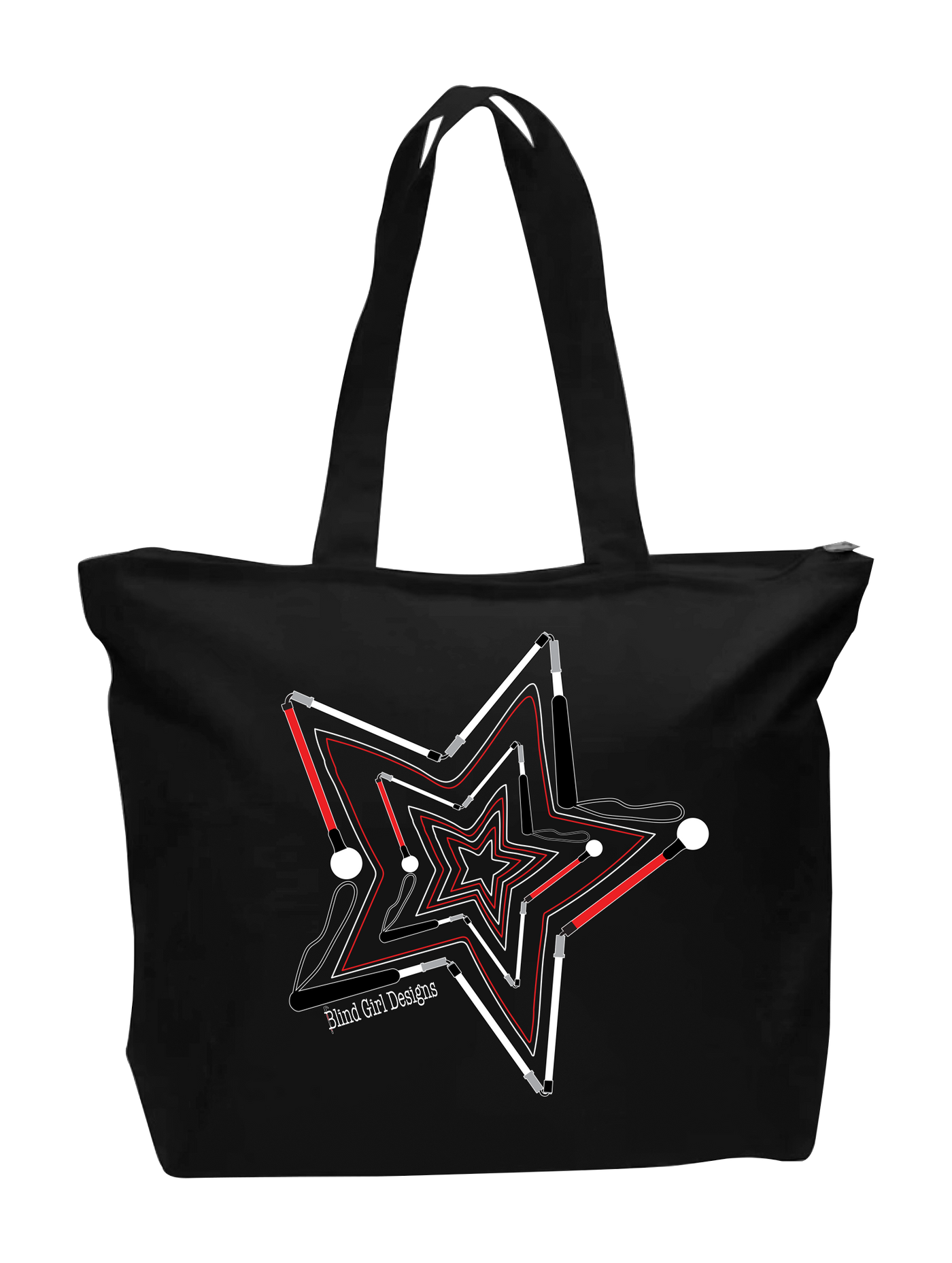 Superstar of White Canes Zip Tote - Black