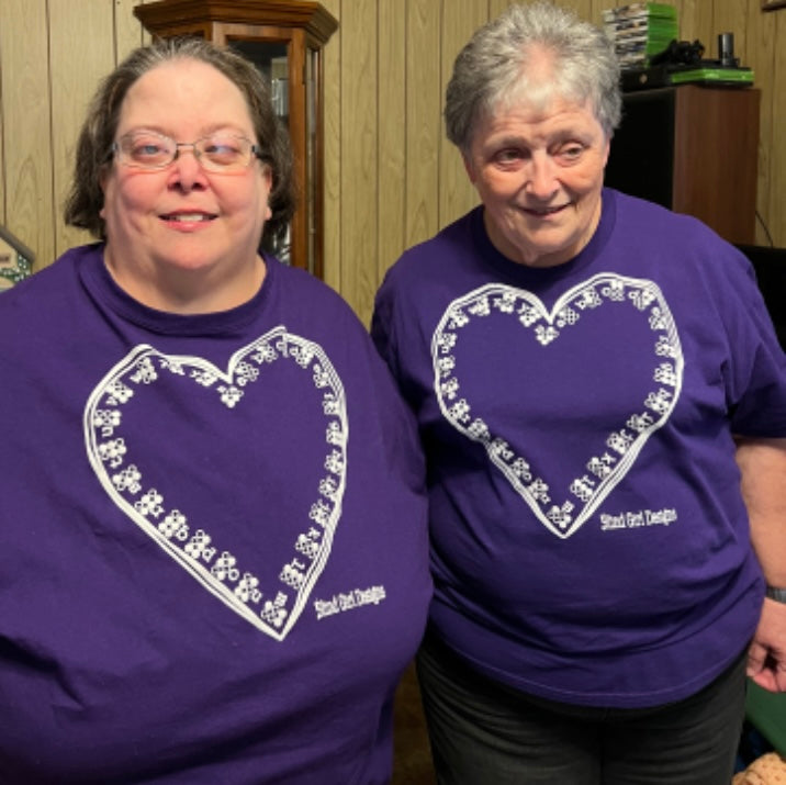 New! 3D Braille Heart T-Shirt Purple