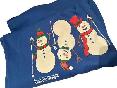 3 Dancing Snowmen with White Canes Sweatshirt Blanket - Royal Blue