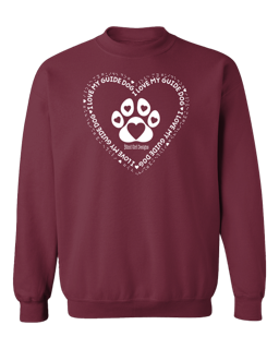 3D I Love My Guide Dog Crewneck Sweatshirt - Berry