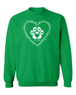 3D I Love My Guide Dog Crewneck Sweatshirt - Irish Green