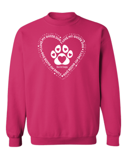 3D I Love My Guide Dog Crewneck Sweatshirt - Vibrant Pink