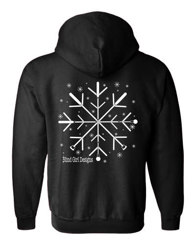 Tactile White Cane Snowflake Zip Hoodie - Black